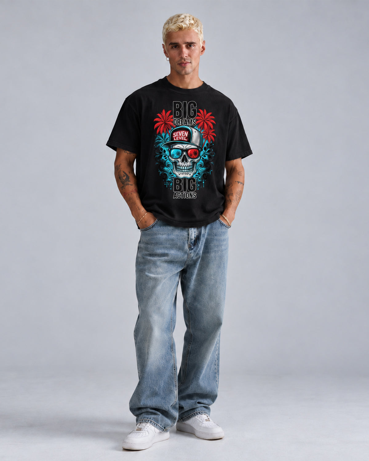 Seven Level Skull Oversized Tee