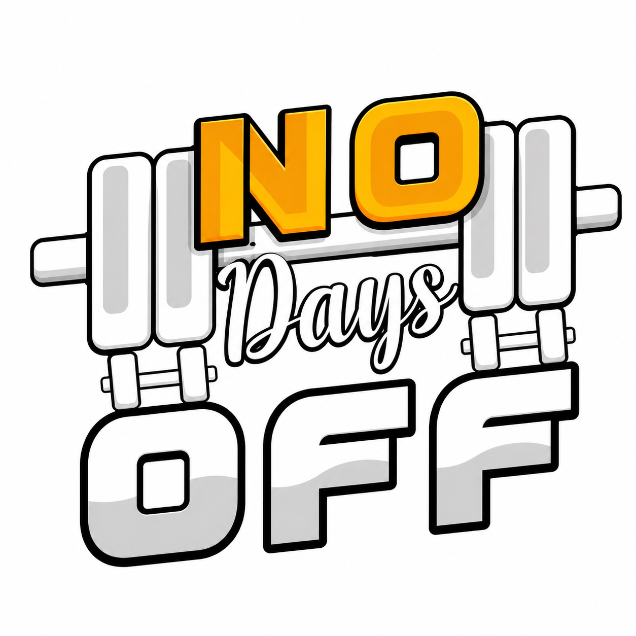 Unisex Premium NO Days OFF white Fitness motivational Gym T-Shirt