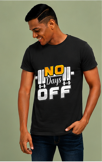Unisex Premium NO Days OFF black Fitness motivational  Gym T-Shirt