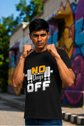 Unisex Premium NO Days OFF black Fitness motivational  Gym T-Shirt