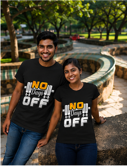 Unisex Premium NO Days OFF black Fitness motivational  Gym T-Shirt