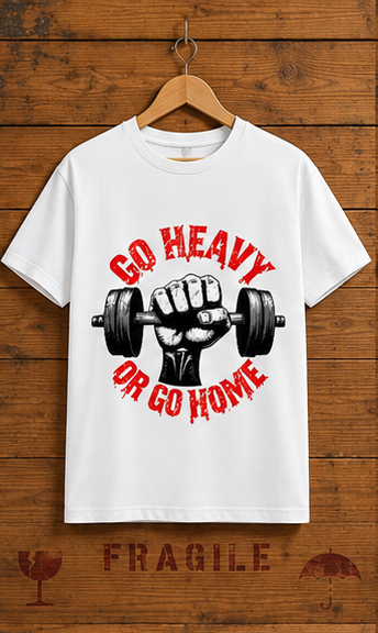 Unisex Premium Lift heavy Printed white Fitness motivational Gym T-Shirt