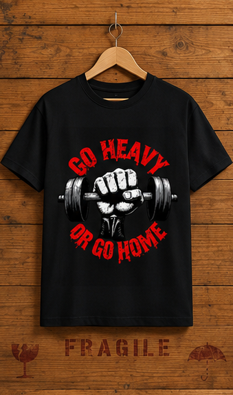 Unisex Premium Lift heavy Printed black Fitness motivational Gym T-Shirt