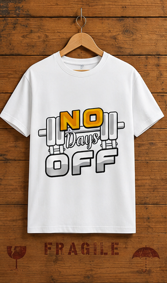 Unisex Premium NO Days OFF white Fitness motivational Gym T-Shirt