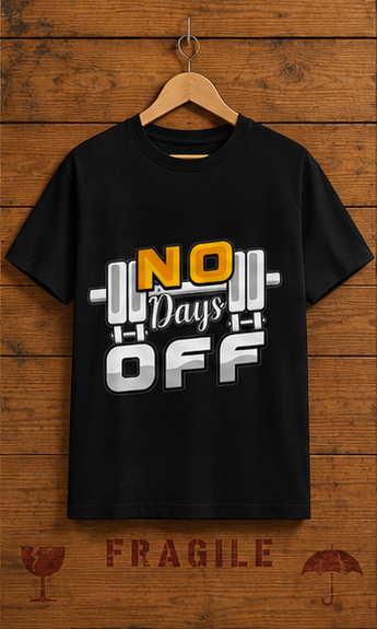 Unisex Premium NO Days OFF black Fitness motivational  Gym T-Shirt