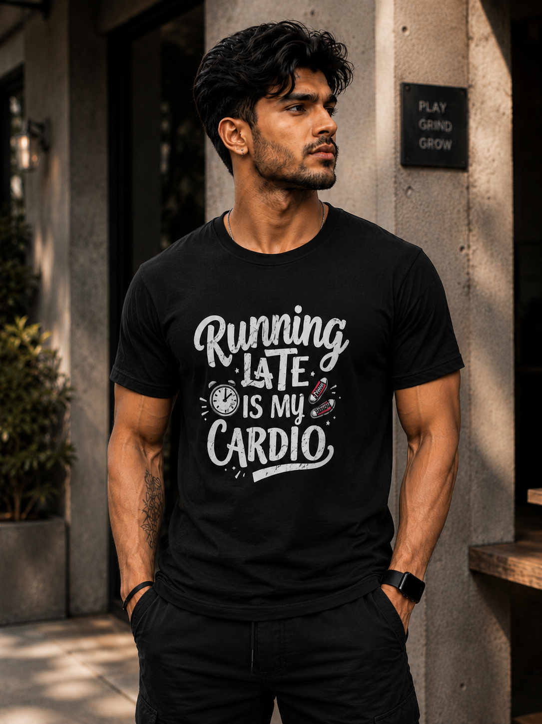 Unisex Typography Printed Round Neck Compression T-shirt