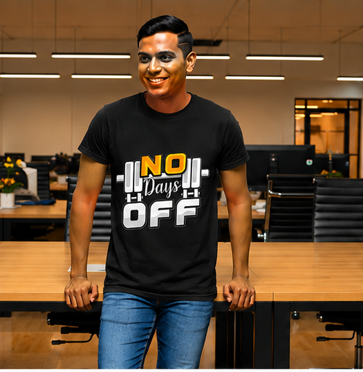 Unisex Premium NO Days OFF black Fitness motivational  Gym T-Shirt