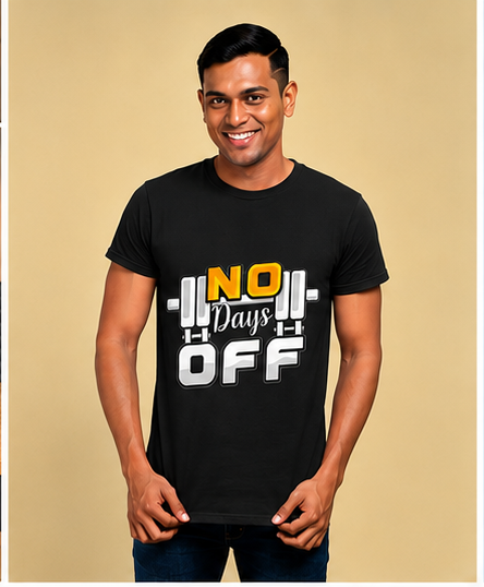 Unisex Premium NO Days OFF black Fitness motivational  Gym T-Shirt