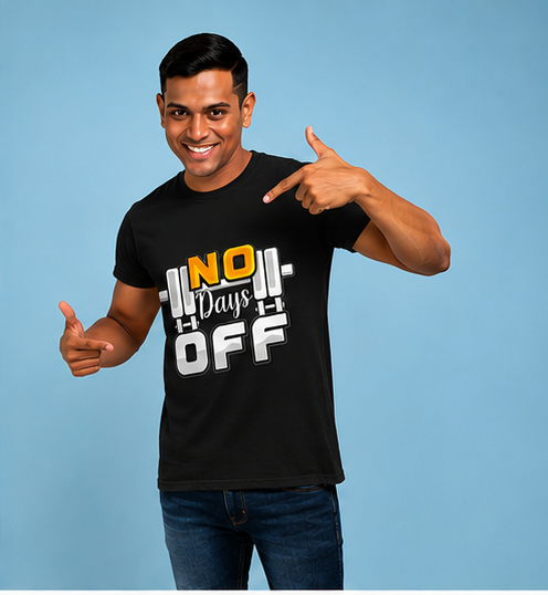 Unisex Premium NO Days OFF black Fitness motivational  Gym T-Shirt