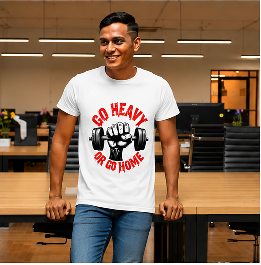 Unisex Premium Lift heavy Printed white Fitness motivational Gym T-Shirt