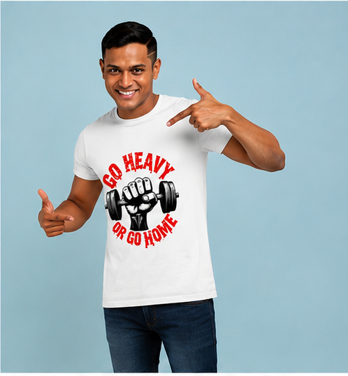 Unisex Premium Lift heavy Printed white Fitness motivational Gym T-Shirt