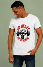 Unisex Premium Lift heavy Printed white Fitness motivational Gym T-Shirt