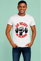 Unisex Premium Lift heavy Printed white Fitness motivational Gym T-Shirt