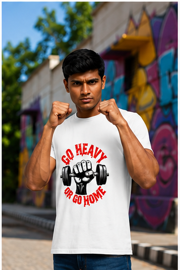 Unisex Premium Lift heavy Printed white Fitness motivational Gym T-Shirt