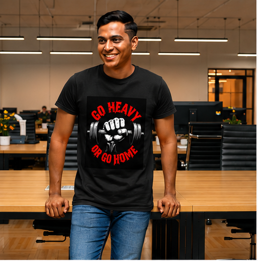 Unisex Premium Lift heavy Printed black Fitness motivational Gym T-Shirt