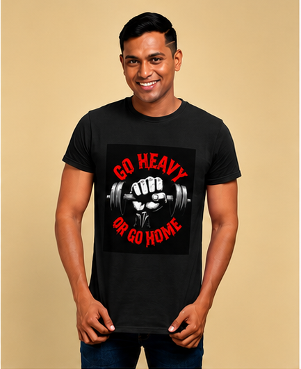 Unisex Premium Lift heavy Printed black Fitness motivational Gym T-Shirt