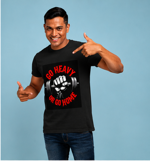 Unisex Premium Lift heavy Printed black Fitness motivational Gym T-Shirt
