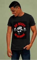 Unisex Premium Lift heavy Printed black Fitness motivational Gym T-Shirt