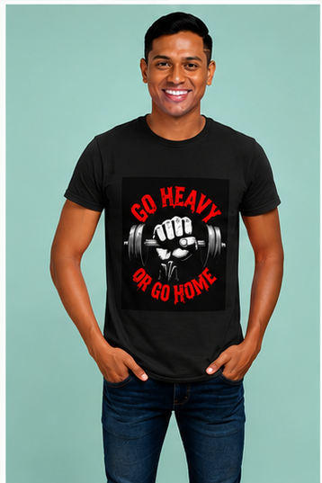 Unisex Premium Lift heavy Printed black Fitness motivational Gym T-Shirt