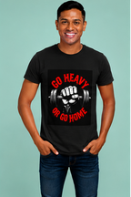 Unisex Premium Lift heavy Printed black Fitness motivational Gym T-Shirt