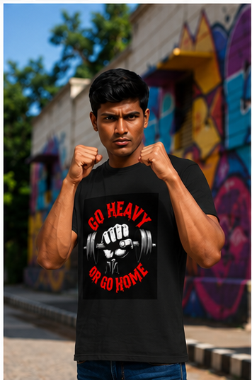 Unisex Premium Lift heavy Printed black Fitness motivational Gym T-Shirt