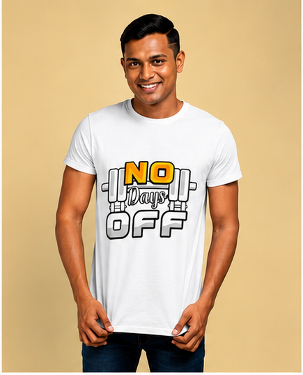 Unisex Premium NO Days OFF white Fitness motivational Gym T-Shirt