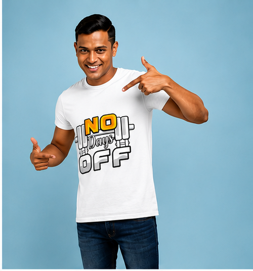 Unisex Premium NO Days OFF white Fitness motivational Gym T-Shirt