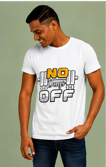 Unisex Premium NO Days OFF white Fitness motivational Gym T-Shirt