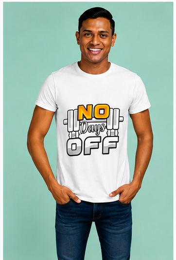 Unisex Premium NO Days OFF white Fitness motivational Gym T-Shirt
