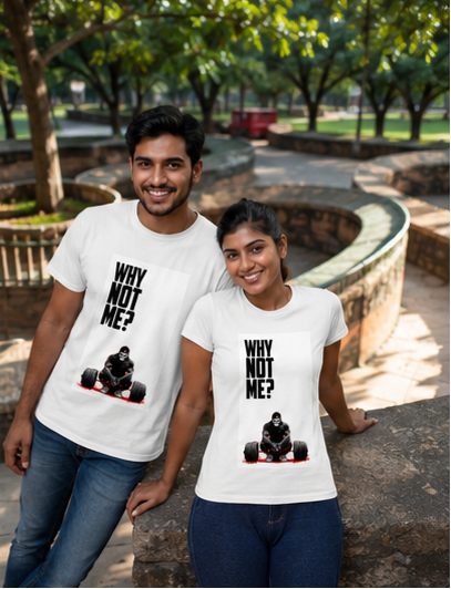 Unisex Premium Why not me Printed white Fitness motivational Gym T-Shirt